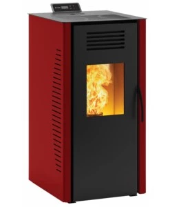 Stufa a pellet ventilata invicta 'burano 8 wi-fi' rosso 8 kw